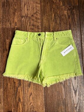 PacSun Neon Lime Frayed Hem Denim Shorts - Women